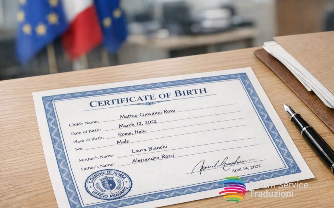 Certificato di nascita: traduzione certificata