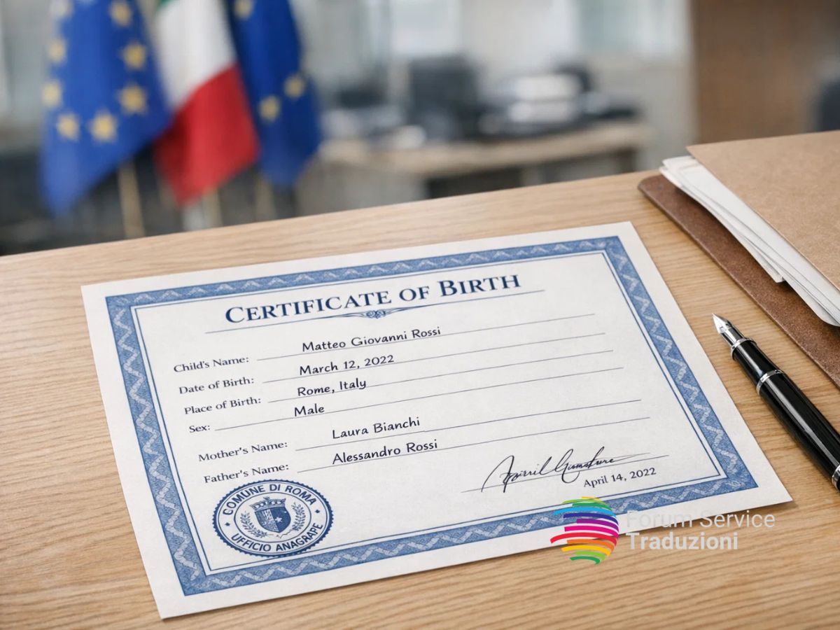 Traduzione certificata certificato di nascita